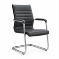 Freischwinger-Besucherstuhl aus schwarzem PU-Kunstleder mit Chromgestell, 57 x 64 x 102 cm