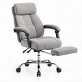 Ergonomischer Chefsessel mit ausziehbarer Fußstütze, Grau/Schwarz/Silber, 66 x 70–135 x 112–122 cm