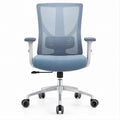 Ergonomischer Bürostuhl mit Netzrückenlehne, Armlehnen und Lendenstütze, Blau/Hellgrau, 64 x 64 x 116–126 cm