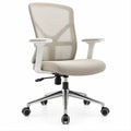 Ergonomischer Bürodrehstuhl mit Netzrückenlehne, Beige/Weiß, 65 x 65 x 96–106 cm
