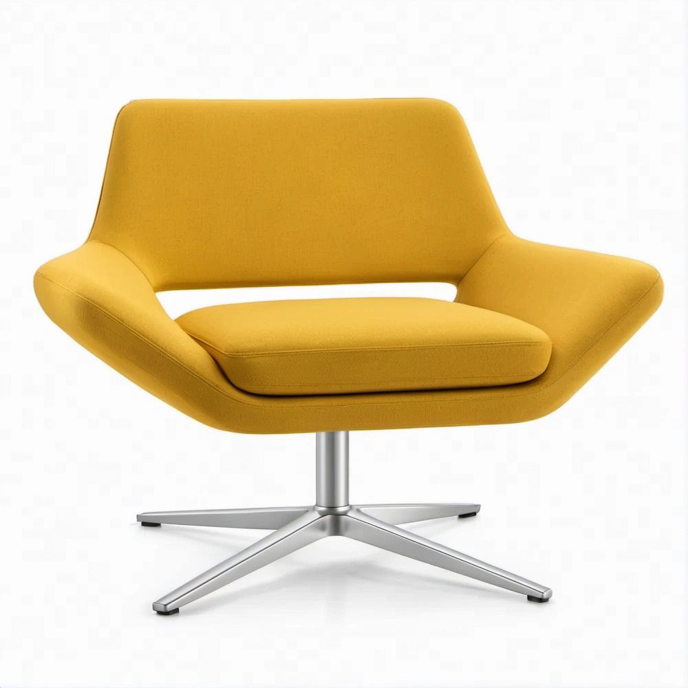 Drehbarer Loungesessel mit Armlehnen, Gelb/Silber, 83 x 76 x 78 cm