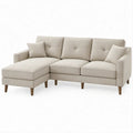 Ecksofa mit linksseitiger Recamiere, Beige/Braun, 230 x 150 x 85 cm
