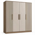 4-türiger Kleiderschrank in Taupe und Nussbaumoptik, 180 x 60 x 220 cm