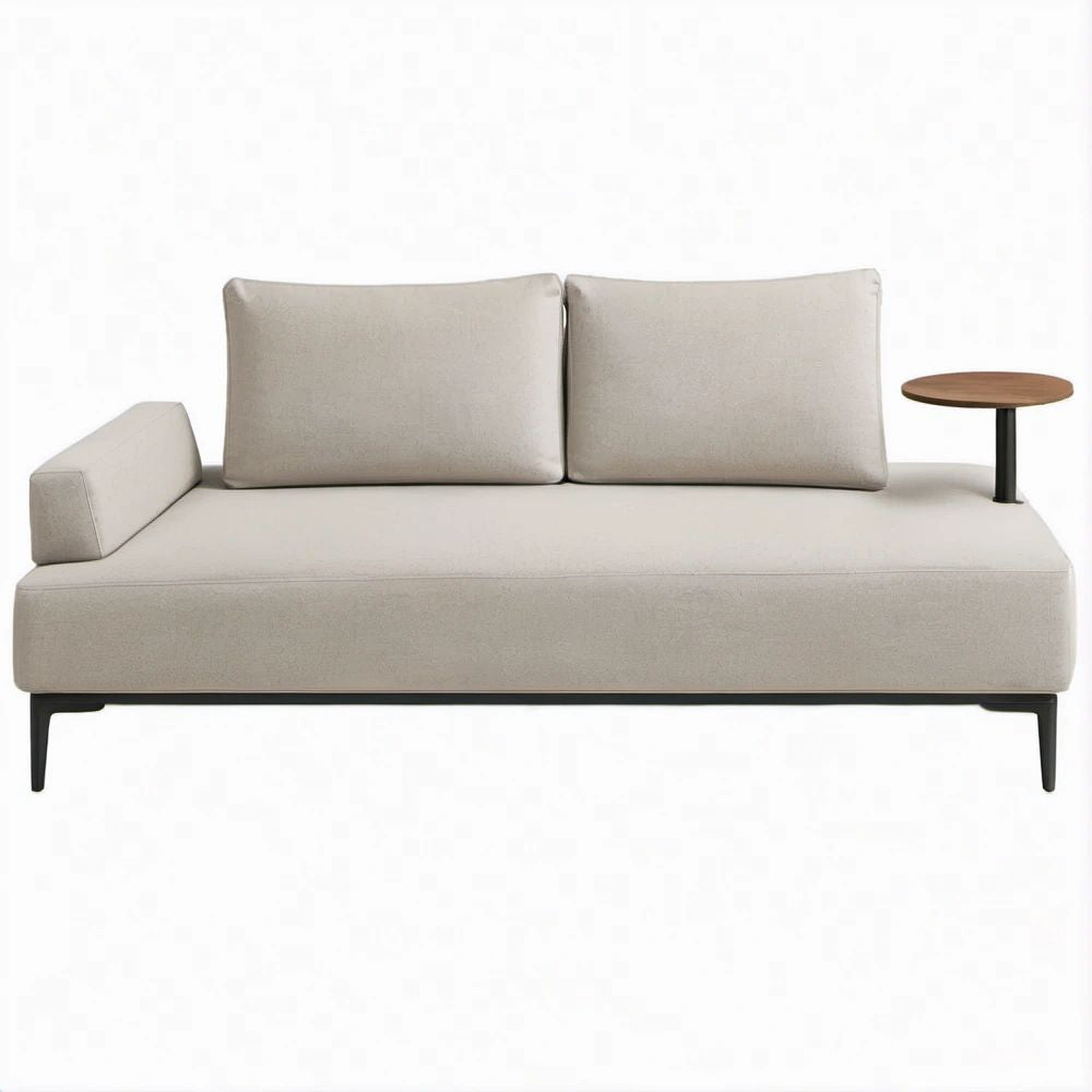 2-Sitzer-Sofa mit integriertem Beistelltisch, Beige, 210 x 85 x 78 cm