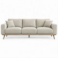 Beiges 3-Sitzer-Sofa mit Polyesterbezug und Buchenholzfüßen, 220 x 88 x 84 cm