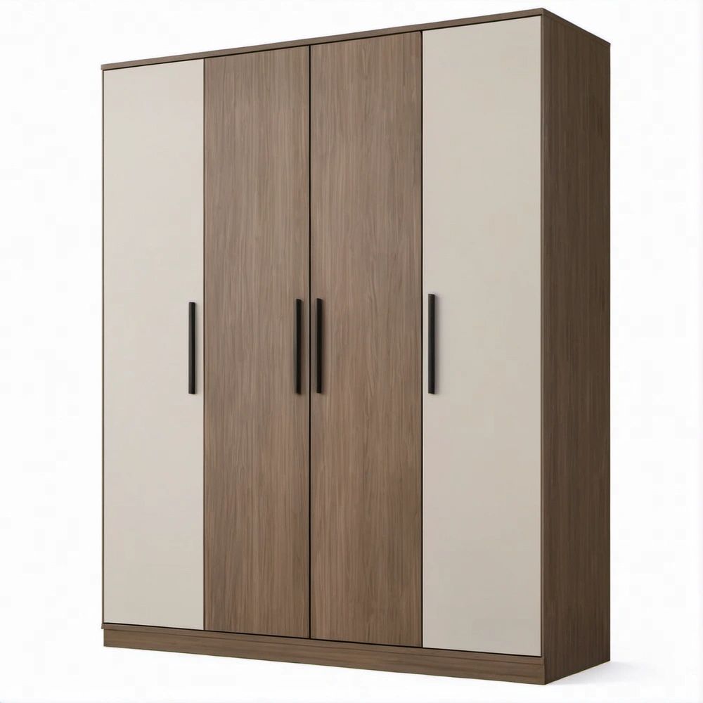4-türiger Drehtürenschrank Braun/Cremeweiß, 180 x 52 x 200 cm