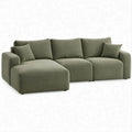 3-Sitzer-Ecksofa mit linksseitiger Ottomane, Polyesterbezug und Schaumstoffpolsterung, Olivgrün, 280 x 160 x 85 cm
