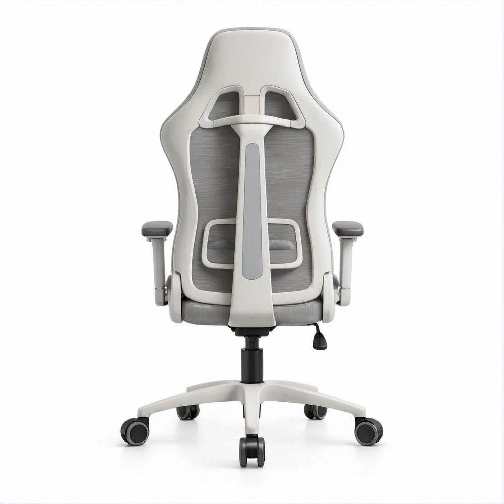 Ergonomischer Drehstuhl mit hoher Netzrückenlehne, Weiß/Grau/Schwarz, 66–76 x 66–76 x 118–128 cm