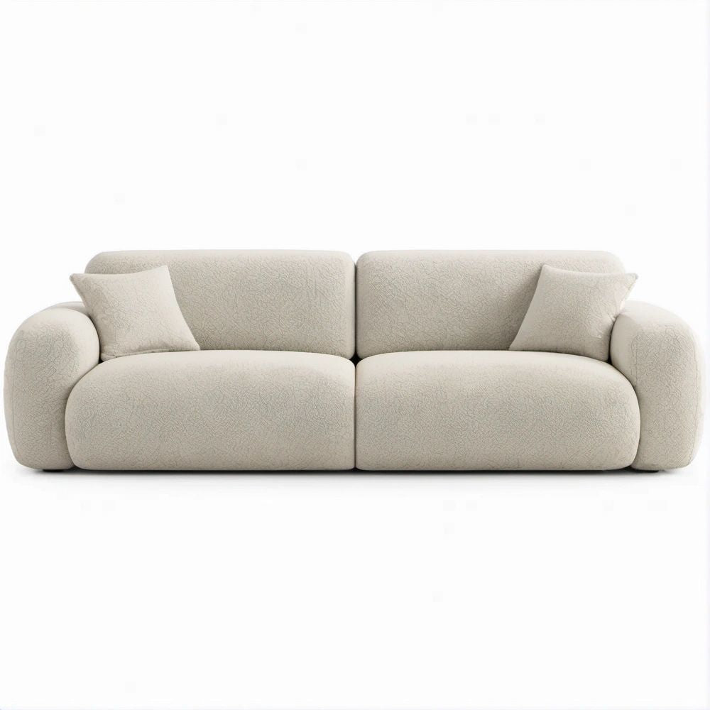 Gerades 3-Sitzer-Sofa aus Bouclé-Polyester in Creme, 230 x 105 x 75 cm