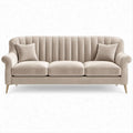 3-Sitzer Sofa aus Polyestersamt in Beige mit goldfarbenen Stahlfüßen, 220 x 90 x 85 cm
