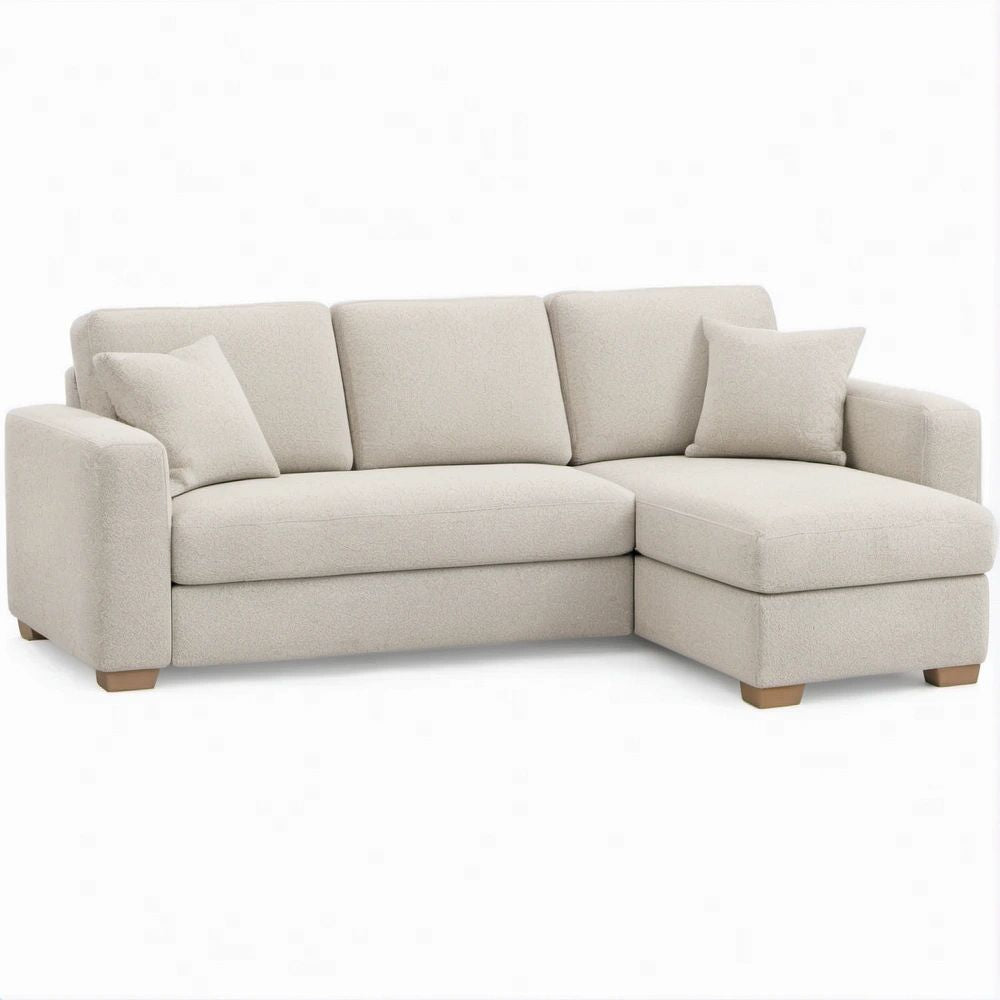 Beiges Ecksofa mit Recamiere rechts, 240 x 160 x 85 cm, 3-Sitzer