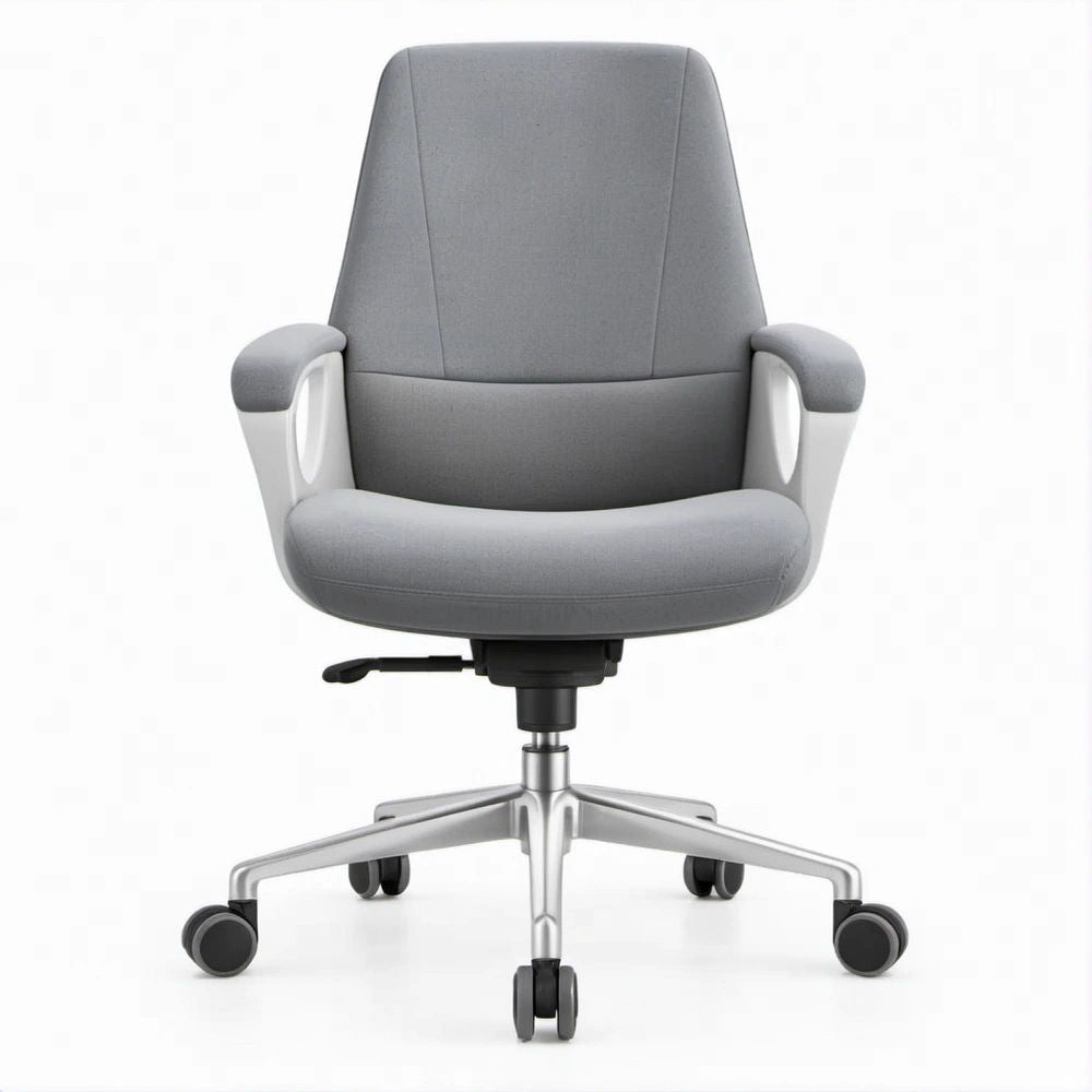 Ergonomischer Bürostuhl mit Armlehnen, Grau/Weiß/Silber/Schwarz, 66 x 66 x 112–122 cm